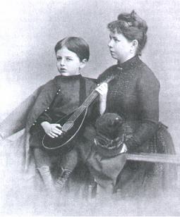 Olga Tchaikovskaya, together with her adoptive son Georgy, pictured in 1886